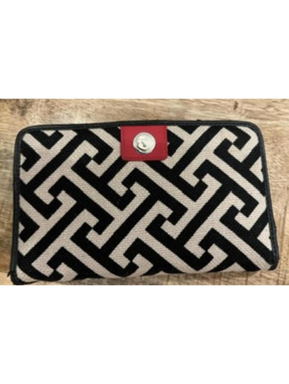 Spartina Daufuskie Island Floral Linen Leather Geometric Pattern Wallet
